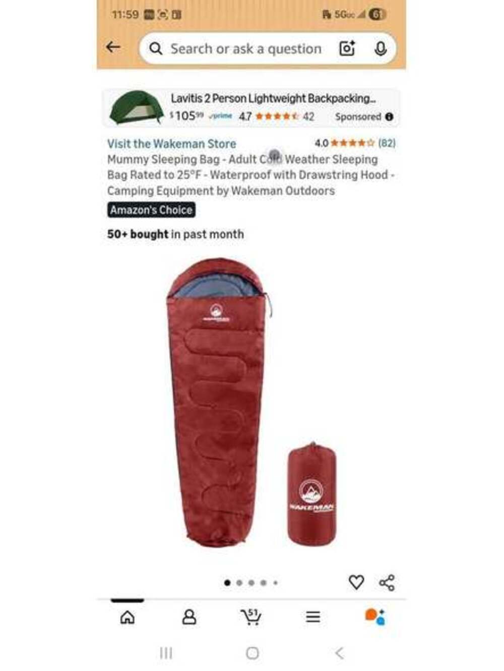 Camping Sleeping Bag – Wakeman Mummy Style (Cold Weather)